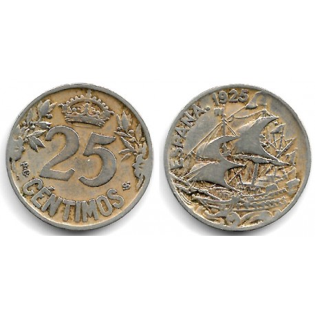 Alfonso XIII. 1925. 25 Centimos (BC+) Ceca de Madrid PC-S
