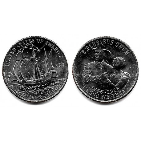 Estados Unidos de América. 2026(P). Quarter Dollar (SC) Mayflower Compact