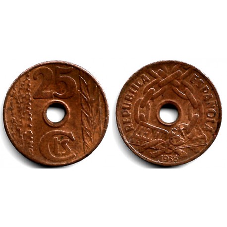 España (II República). 1938. 25 Céntimos (EBC)