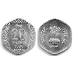 (44) India. 1986. 20 Paise (EBC+)
