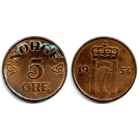 (400) Noruega. 1954. 5 Ore (MBC-) Manchas