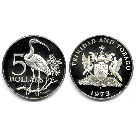 (8) Trinidad y Tobago. 1973. 5 Dollars (EBC+) (Plata)