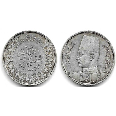(366) Egipto. 1939. 5 Piastres (MBC+) (Plata)
