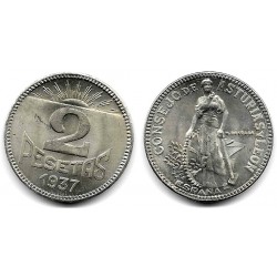 Consejo de Asturias y León. 1937. 2 Pesetas (SC)