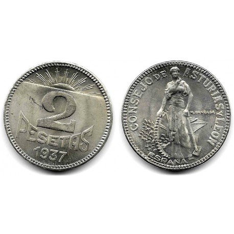 Consejo de Asturias y León. 1937. 2 Pesetas (SC)