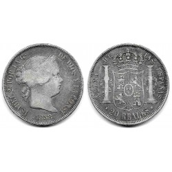 Isabel II. 1858. 20 Reales (MBC-) (Plata) Ceca de Madrid