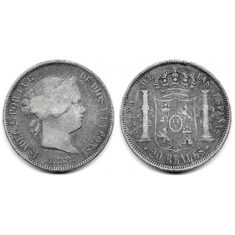 Isabel II. 1858. 20 Reales (MBC-) (Plata) Ceca de Madrid