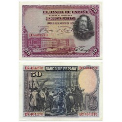 España. 1928. 50 Pesetas (EBC-) Serie D