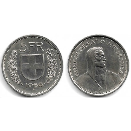 (40a.1) Suiza. 1968(B). 5 Francs (EBC)
