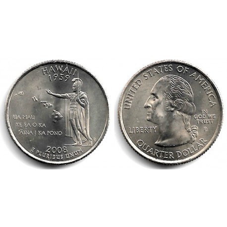 (425) Estados Unidos de América. 2008(P). Quarter Dollar (SC) Hawaii