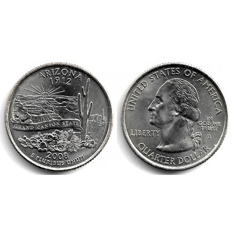 (423) Estados Unidos de América. 2008(D). Quarter Dollar (SC) Arizona