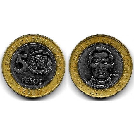 (89) República Dominicana. 2007. 5 Pesos (BC/BC+)