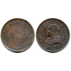 (1374) Ciudad del Vaticano. 1869. 4 Soldi (MBC+) Manchas de Óxido