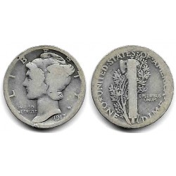 (140) Estados Unidos de América. 1917. 1 Dime (BC) (Plata)