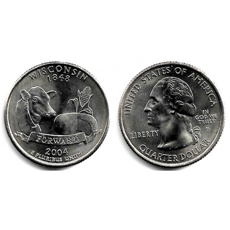 (359) Estados Unidos de América. 2004(P). Quarter Dollar (SC) Wisconsin