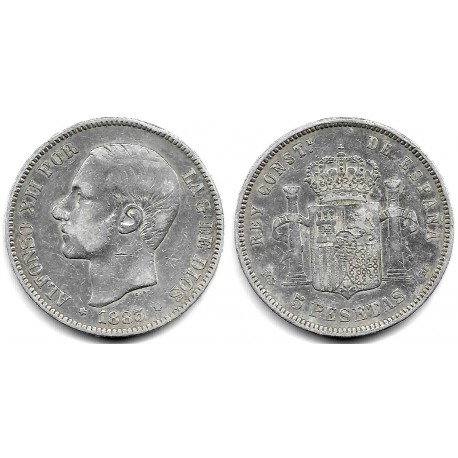 Alfonso XII. 1883*(---8-). 5 Pesetas (BC) (Plata) Ceca de Madrid MS-M