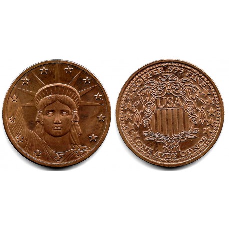 Medalla Estatua de la Liberta. 1 Onza (SC) (Cobre) 1 Oz.