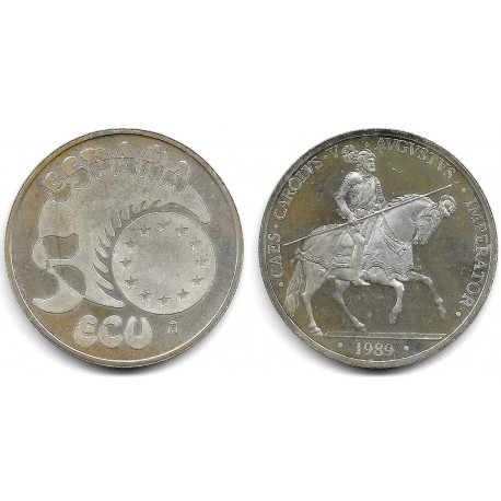 España. 1989. 5 Ecu (EBC) (Plata) 33,62 gr. de .925 Milésimas