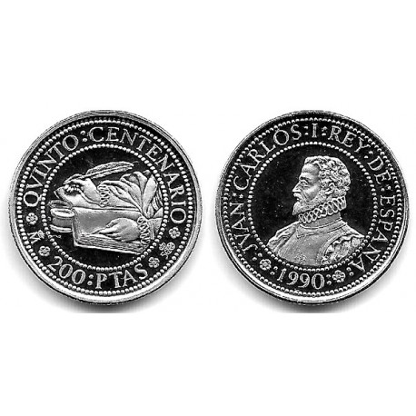 España. 1990. 200 Pesetas (SC) (Plata) 3,37 gr. de .925 Milésimas