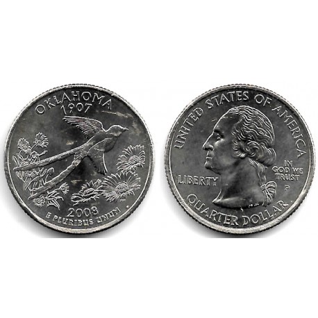 (421) Estados Unidos de América. 2008(P). Quarter Dollar (SC-) Oklahoma
