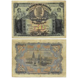España. 1907. 50 Pesetas (BC/BC+) Sin Serie