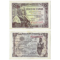 Estado Español. 1945. 1 Peseta (EBC) Serie F