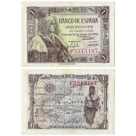 Estado Español. 1945. 1 Peseta (EBC) Serie F