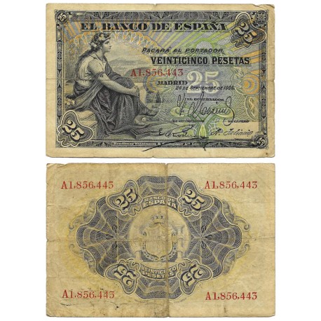 España. 1906. 25 Pesetas (BC) Serie A