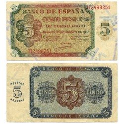 Estado Español. 1938. 5 Pesetas (MBC) Serie H