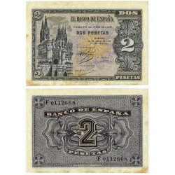 Estado Español. 1938. 2 Pesetas (MBC) Serie F, Manchas