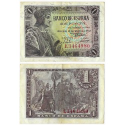 Estado Español. 1943. 1 Peseta (MBC-) Serie L