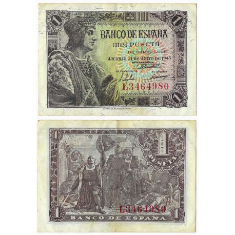Estado Español. 1943. 1 Peseta (MBC-) Serie L