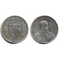 (40) Suiza. 1965(B). 5 Francs (BC) (Plata)