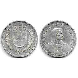 (40) Suiza. 1953(B). 5 Francs (MBC) (Plata)