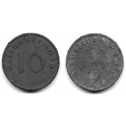 (101) Alemania (III Reich). 1940(F). 10 Pfennig (BC/BC-) Dañada en el canto