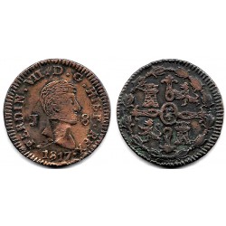 Fernando VII. 1817. 8 Maravedí (BC+/MBC-) Ceca de Jubia, Cuño agrietado