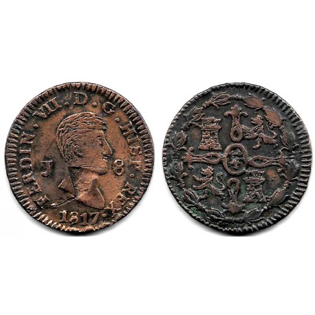 Fernando VII. 1817. 8 Maravedí (BC+/MBC-) Ceca de Jubia, Cuño agrietado