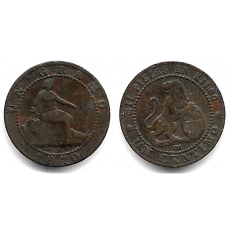 Gobierno Provisional. 1870. 1 Céntimo (BC+) Ceca de Barcelona OM