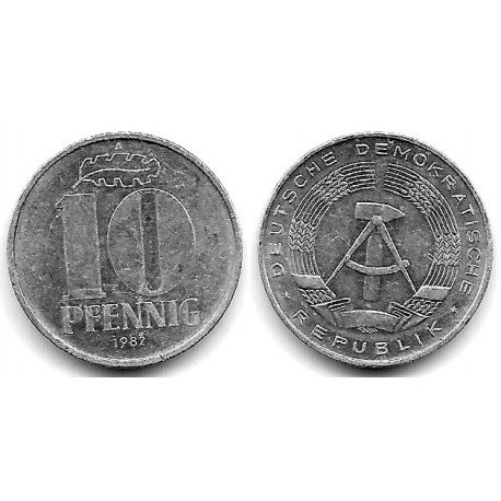 (10) Alemania Democrática. 1982(A). 10 Pfennig (MBC)