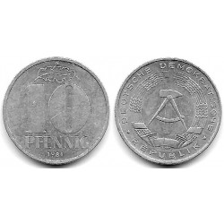 (10) Alemania Democrática. 1981(A). 10 Pfennig (MBC)