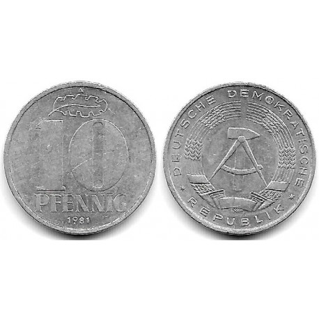 (10) Alemania Democrática. 1981(A). 10 Pfennig (MBC)