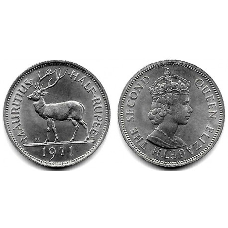 (37.1) Mauricio. 1971. Half Rupee (SC)