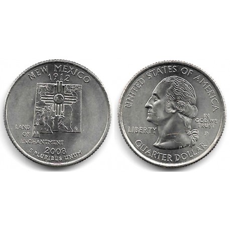 (422) Estados Unidos de América. 2008(P). Quarter Dollar (SC) New Mexico