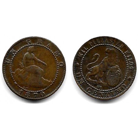 Gobierno Provisional. 1870. 1 Céntimo (MBC) Ceca de Barcelona OM