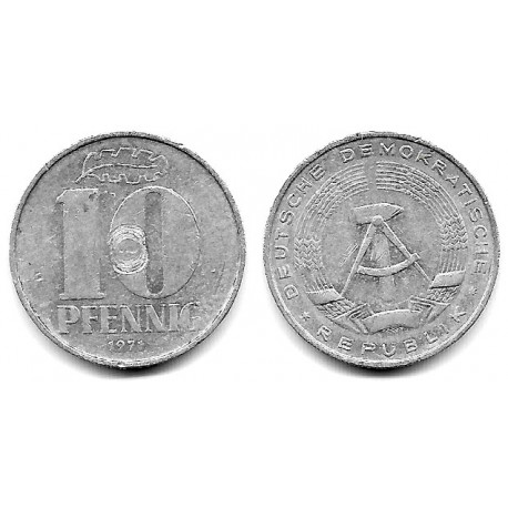(10) Alemania Democrática. 1971(A). 10 Pfennig (BC) Dañada