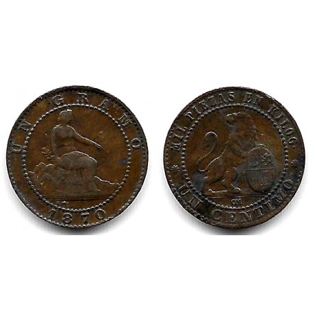 Gobierno Provisional. 1870. 1 Céntimo (MBC) Ceca de Barcelona OM