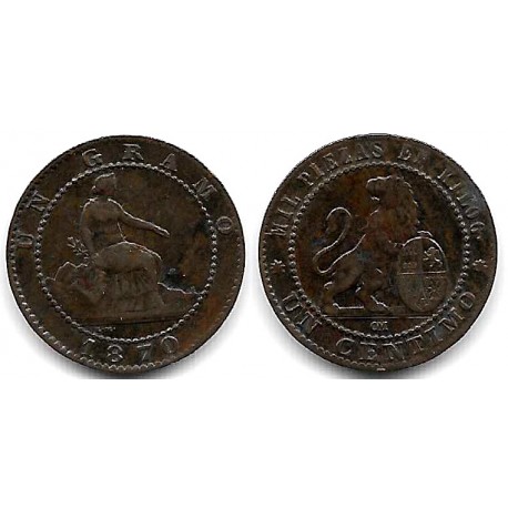 Gobierno Provisional. 1870. 1 Céntimo (MBC) Ceca de Barcelona OM