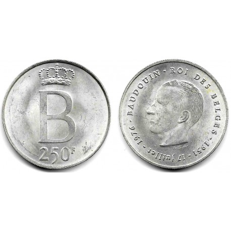 (157.1) Bélgica. 1976. 250 Francs (EBC+) (Plata)