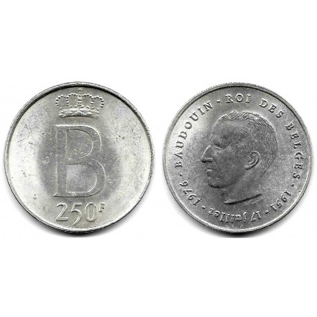 (157.1) Bélgica. 1976. 250 Francs (EBC+) (Plata)