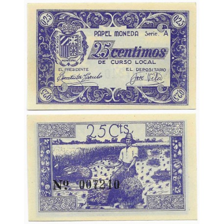 Sollana. Sin Fecha. 25 Céntimos (SC) Serie A